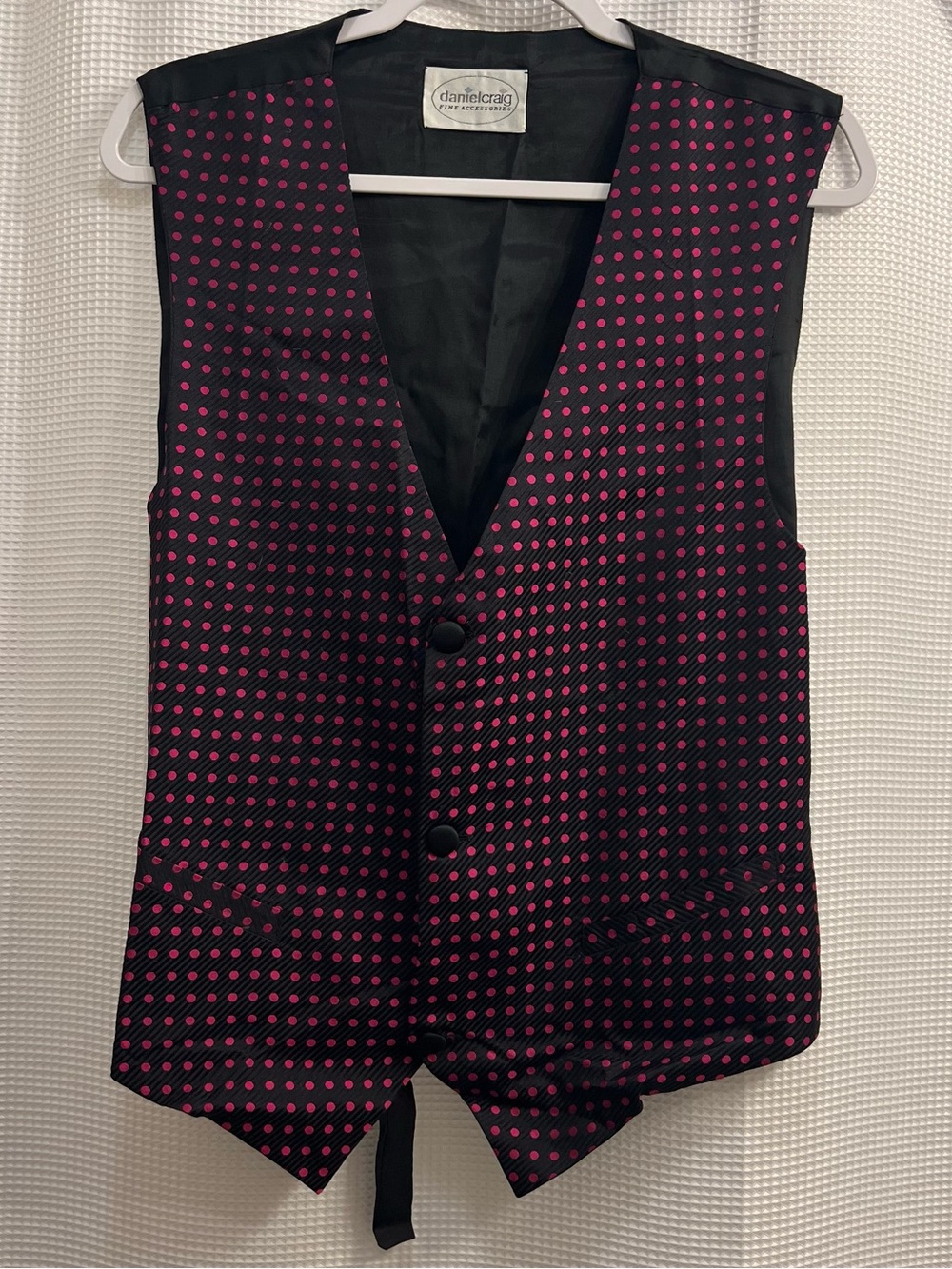 Vintage 90s/00s Black & Fuchsia Polka Dot Men's Vest